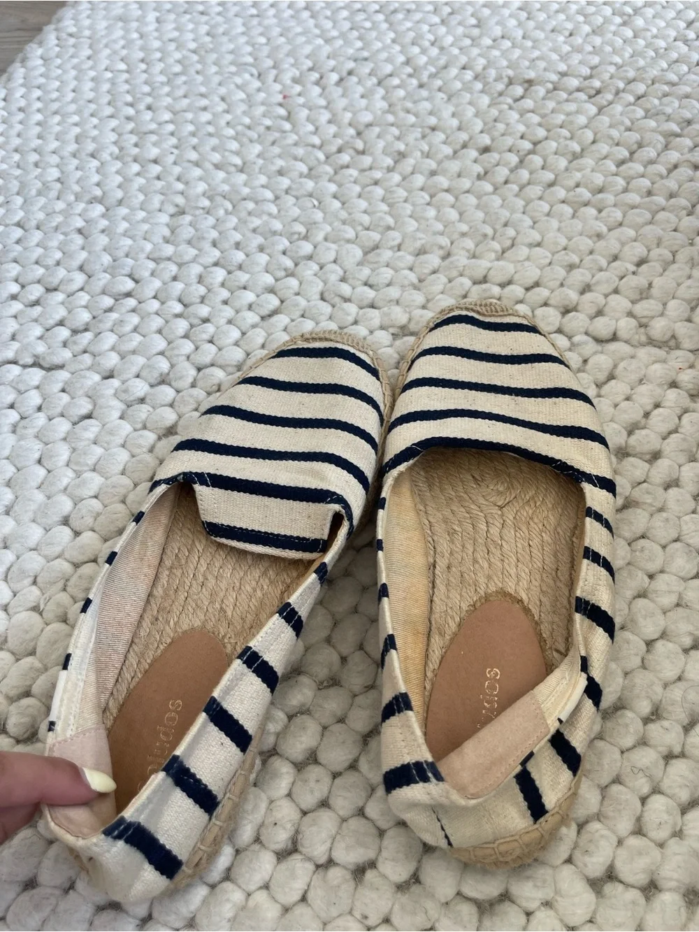 SOLUDOS Striped Canvas Espadrilles - Navy and Cream